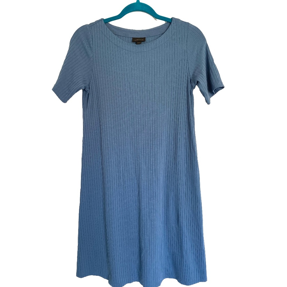 J. JILL Wearever Collection Ribbed Knit Short Sleeve A-Line Shift Mini Dress XSP